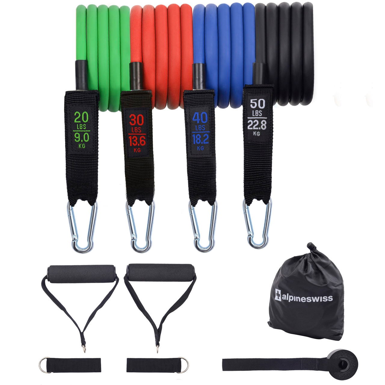 Alpine Swiss Exercise Resistance Bands Set with Handles Door